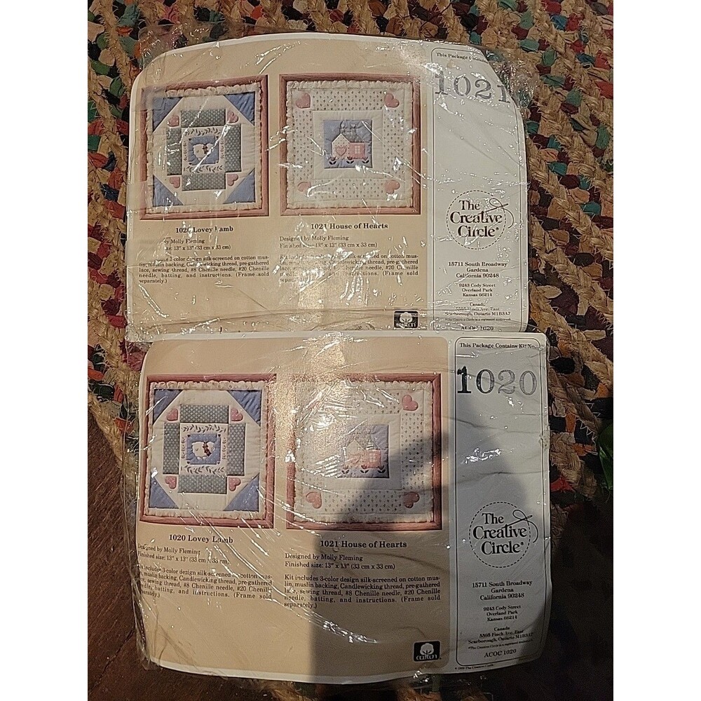 2 Quilted Candlewicking Kits - Lovey Lamb & House Of Hearts Molly Fleming Vtg
